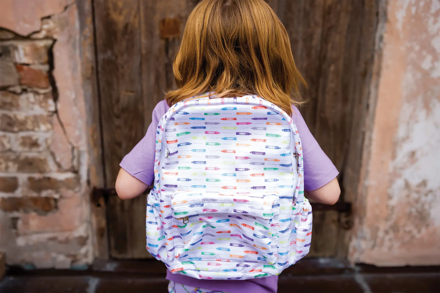 You Color My World Kid's Backpack by Nola Tawk, handmade leather goods main product photo