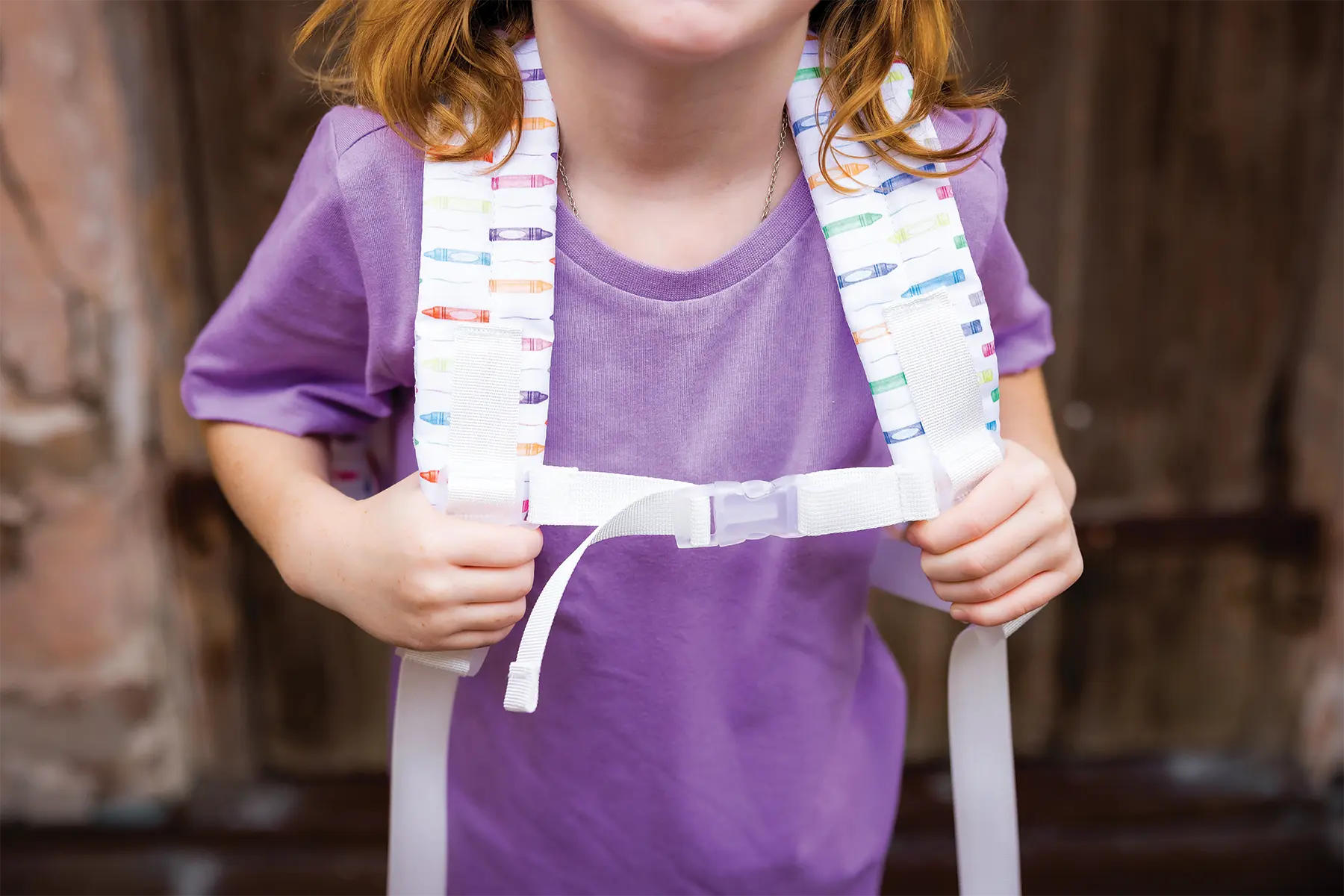 You Color My World Kid's Backpack by Nola Tawk, handmade leather goods detail photo 2