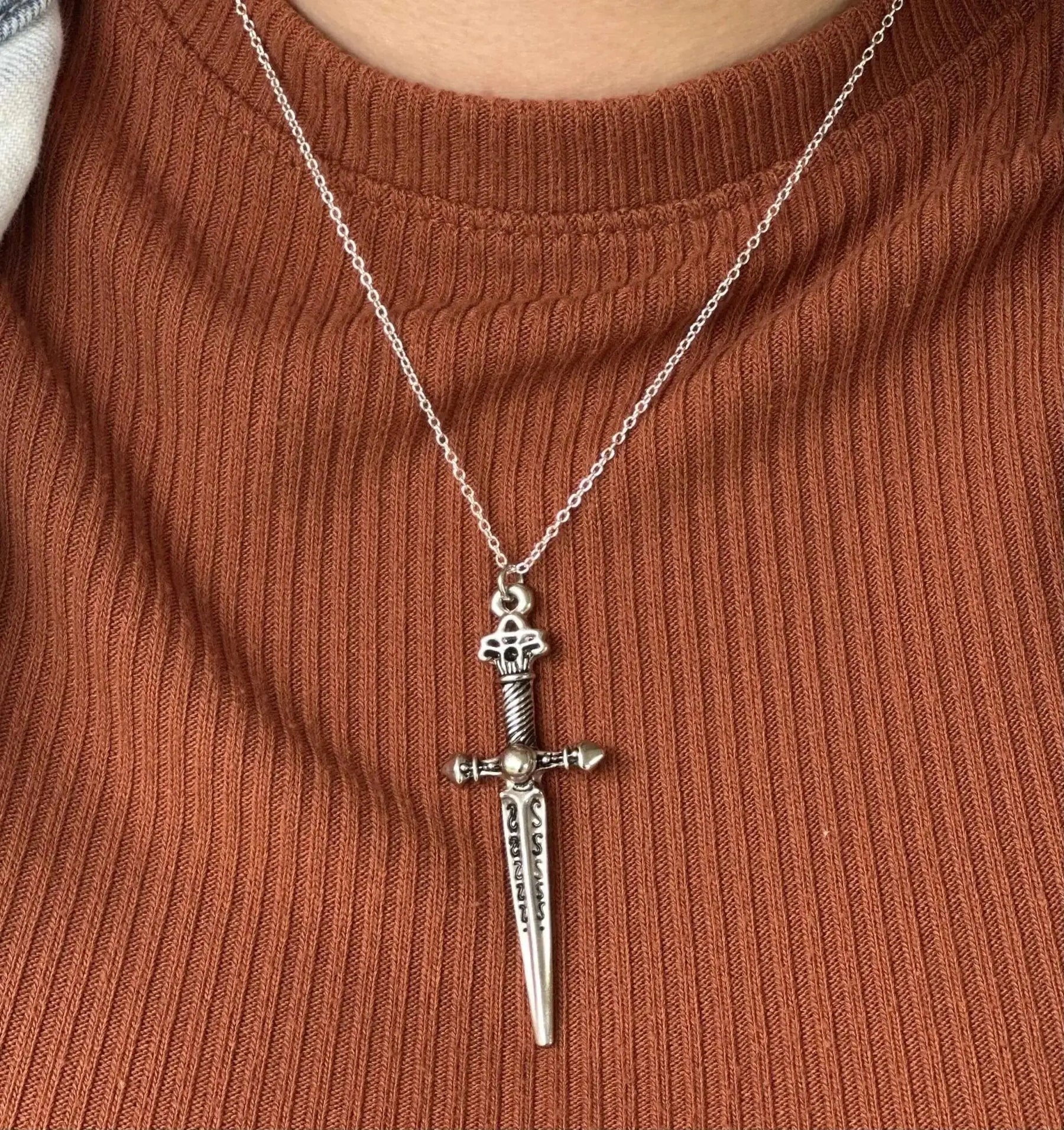 You Do Not Yield Necklace | Battle Shield Fantasy Jewelry Gift by Mushroom Lady Co, handmade jewelry detail photo 2