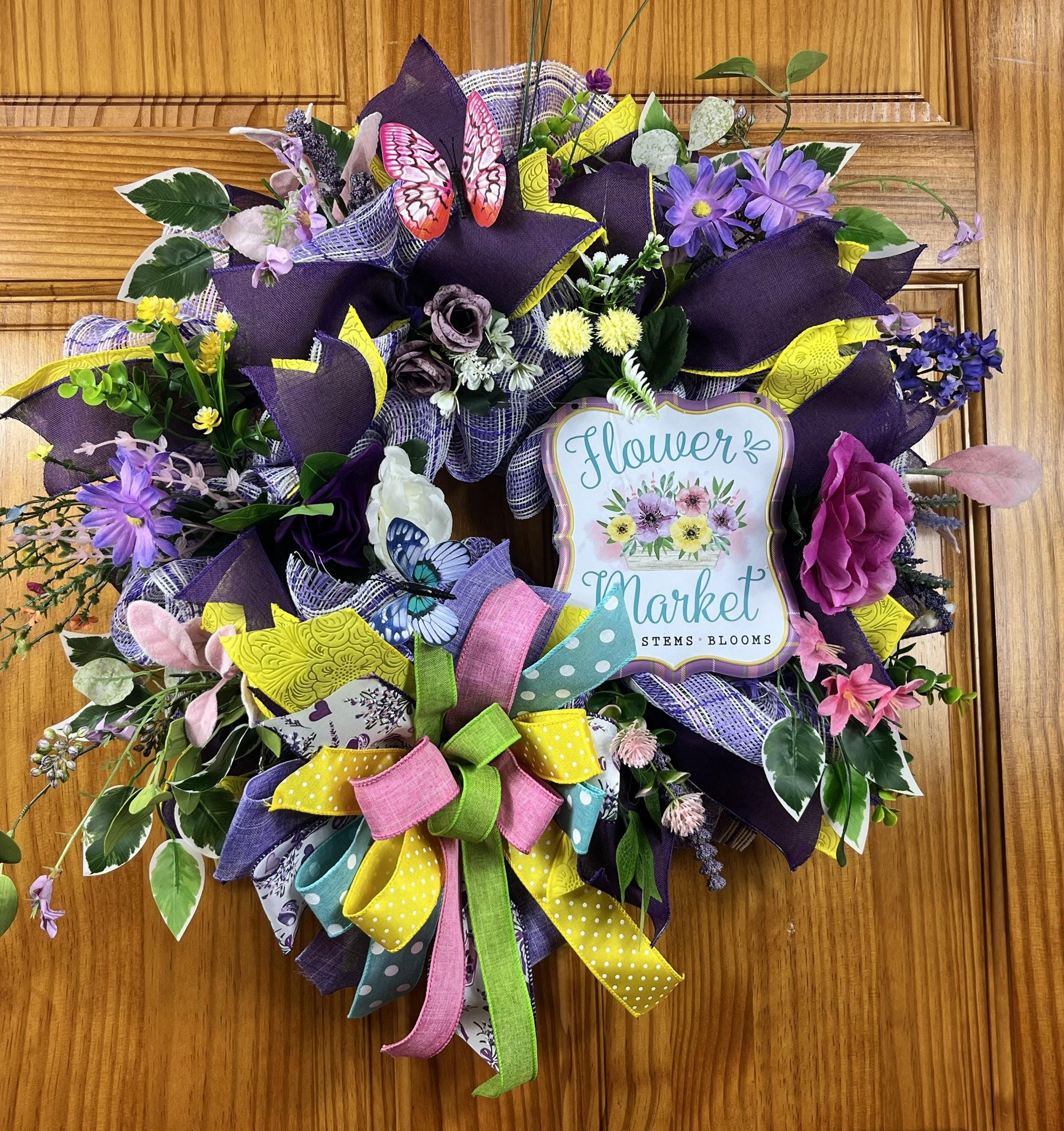 Flower Market Spring Wreath | Wildflowers & Butterfly by Bouge Creations, view 3