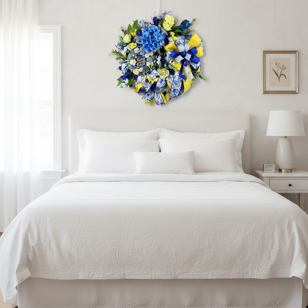 Everyday Wreath| Blue & Yellow Floral Wreath | Spring Summer Door Décor