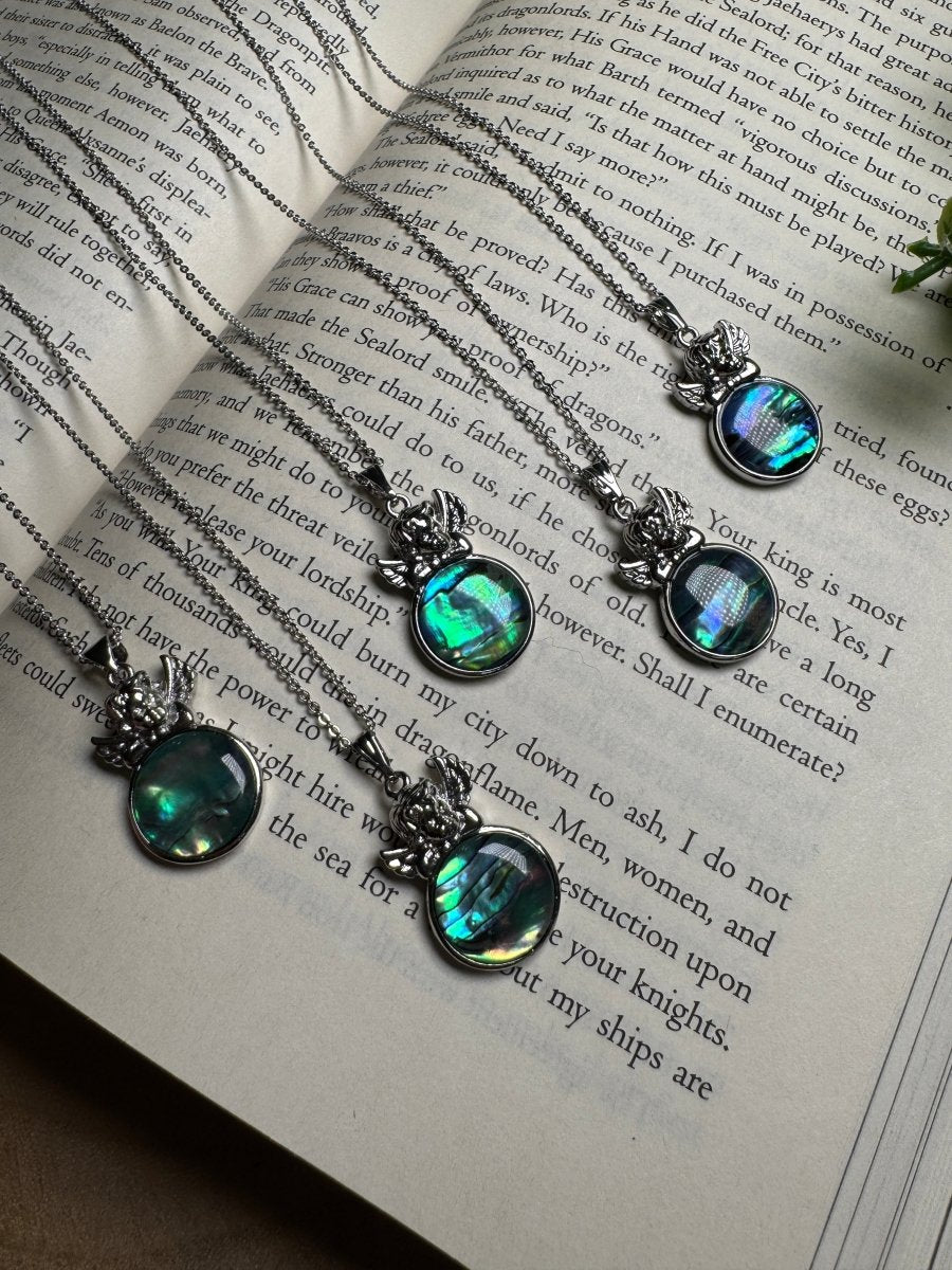 Abalone Shell Cherub Necklace Adjustable