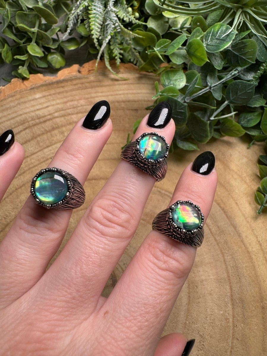 Abalone Shell Fidget Spinner Ring Adjustable
