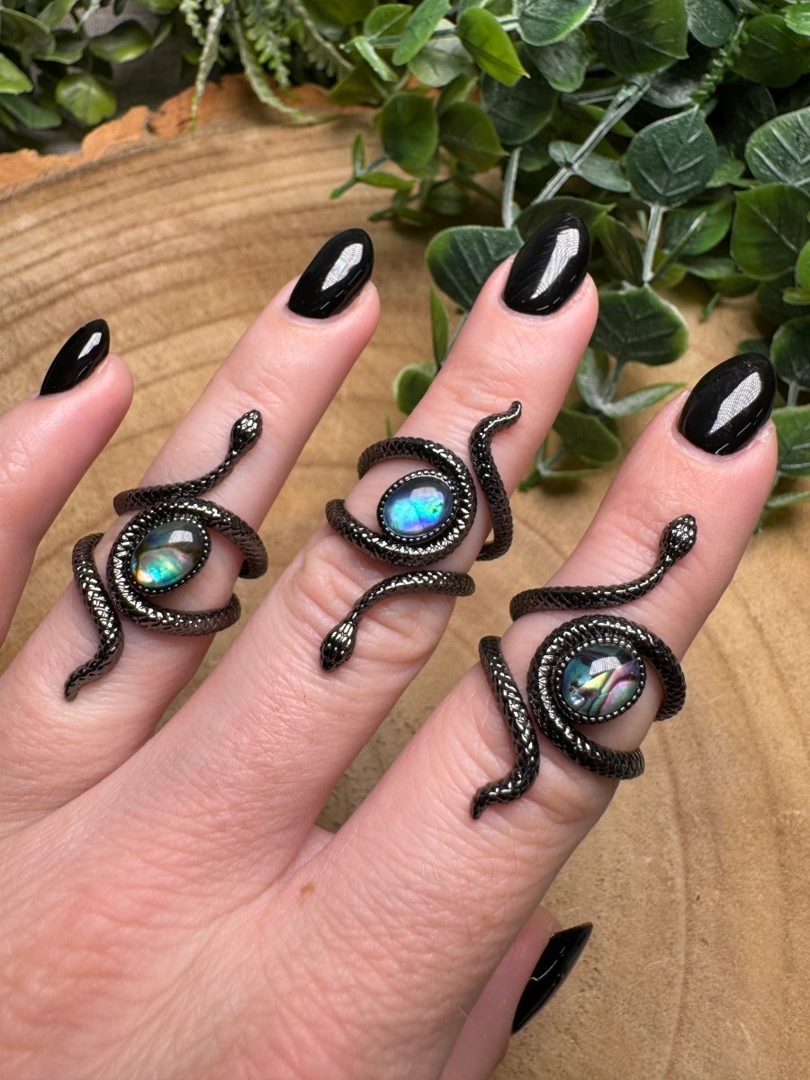 Abalone Shell Snake Ring Adjustable