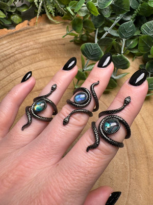 Abalone Shell Snake Ring Adjustable