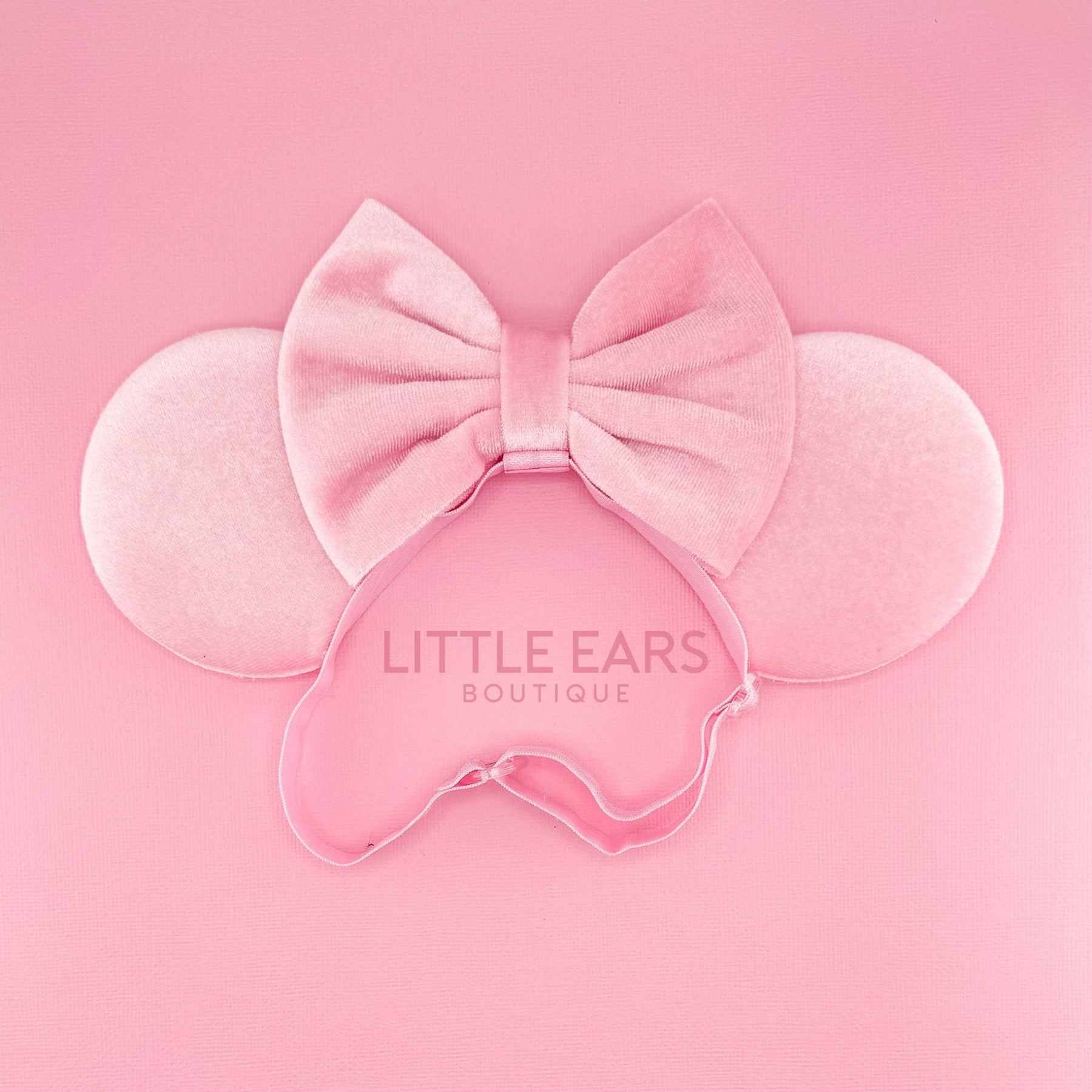 All Pink Velvet Elastic Ears by Little Ears Boutique, headbands main product photo