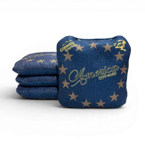 America Distressed Stars & Distressed Stripes - Pro Style REC Cornhole Bags – Regulation 6"x6" – Full Set of 8