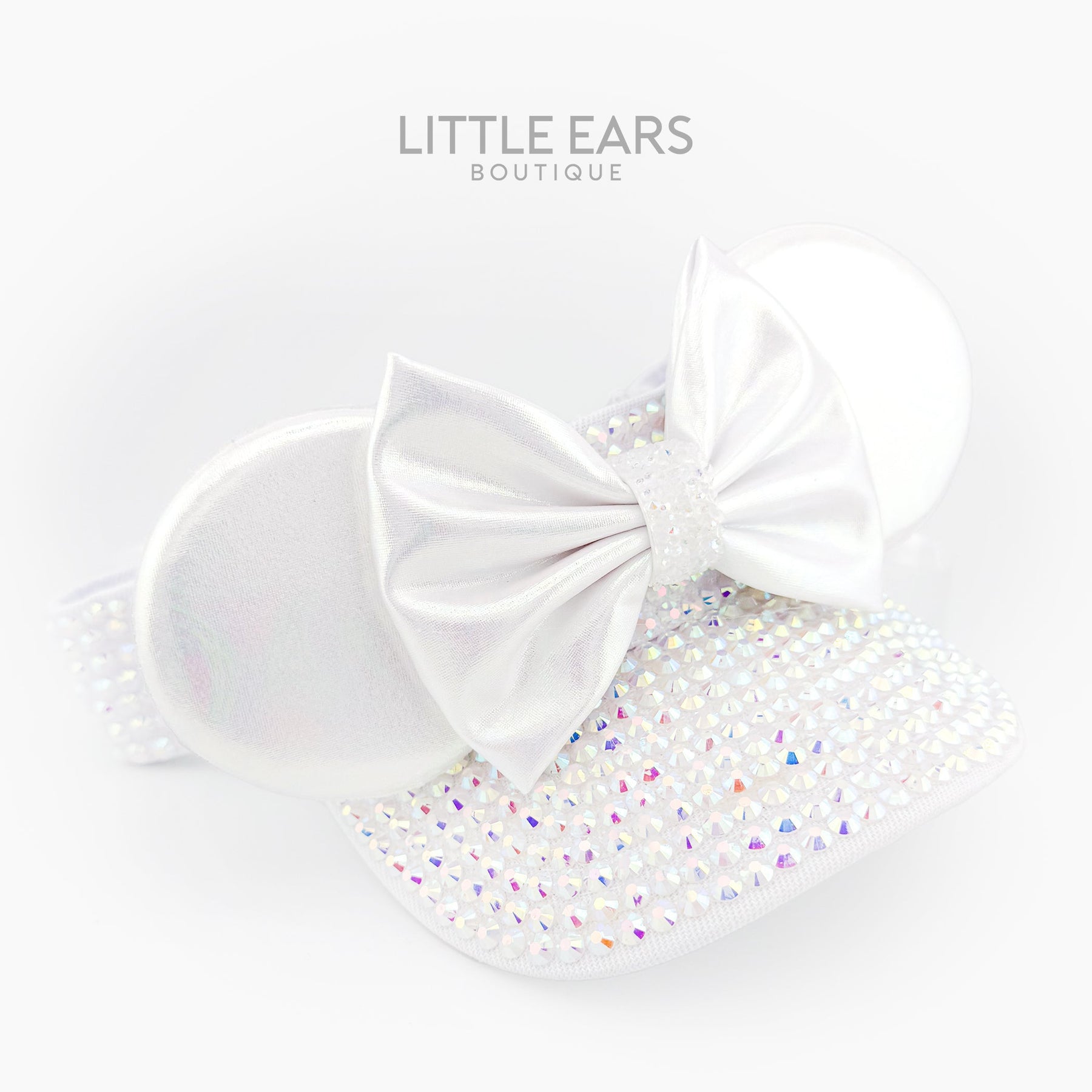 White Iridescent Visor by Little Ears Boutique, scented candle detail photo 2