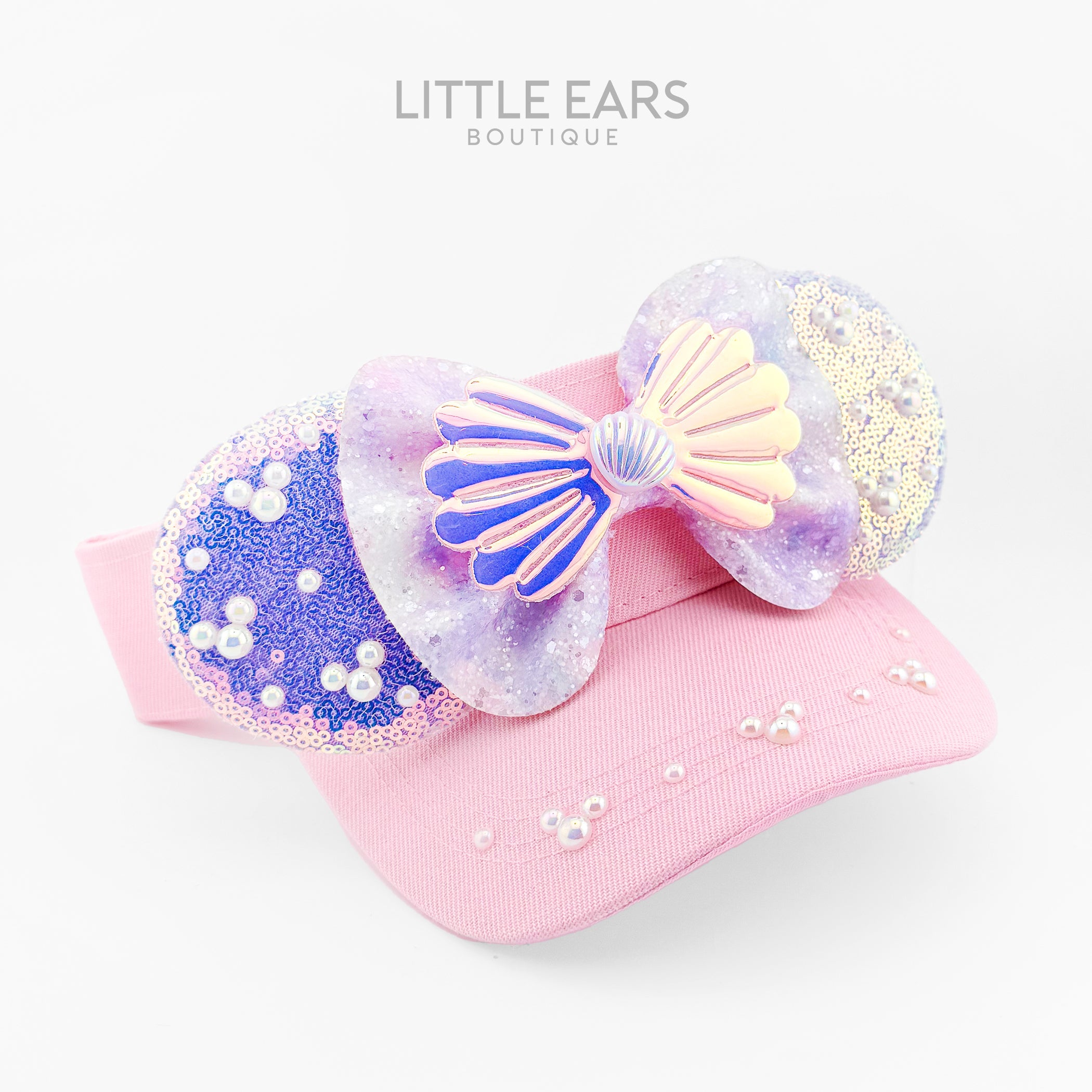 Marmaid Shells Visor by Little Ears Boutique, custom hat detail photo 2