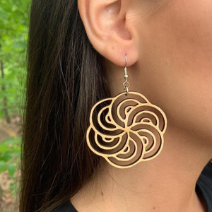 Hurricane Swirl Wooden Dangle Earrings | Art Deco Jewelry