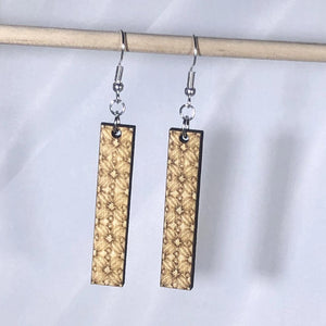 Geometric Floral Bar Wooden Dangle Earrings | Modern Jewelry