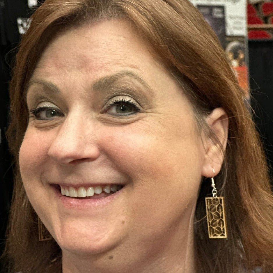 Botanical Bar Wooden Dangle Earrings | Nature Jewelry by Cate's Concepts, LLC, handmade jewelry detail photo 2