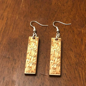 Art Nouveau Tree Bar Wooden Dangle Earrings | Nature Jewelry