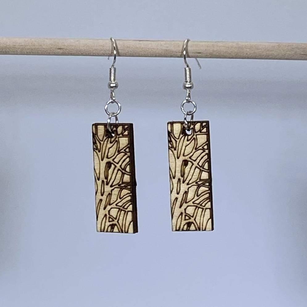 Art Nouveau Tree Bar Wooden Dangle Earrings | Nature Jewelry by Cate's Concepts, LLC, handmade jewelry detail photo 2