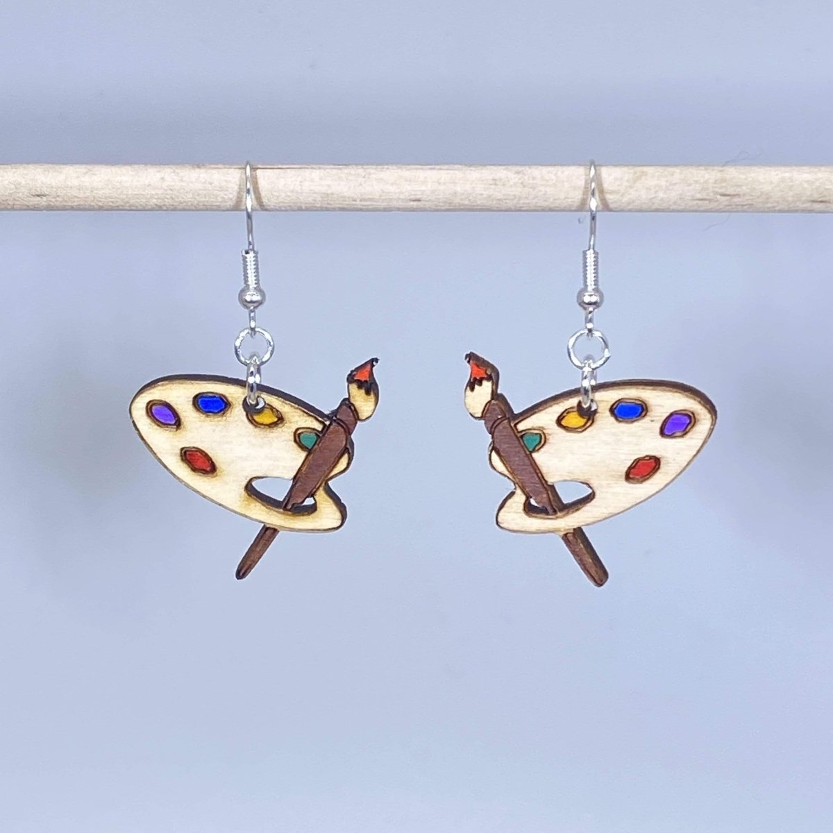 Art Palette Wooden Dangle Earrings | Artist Paint Jewelry