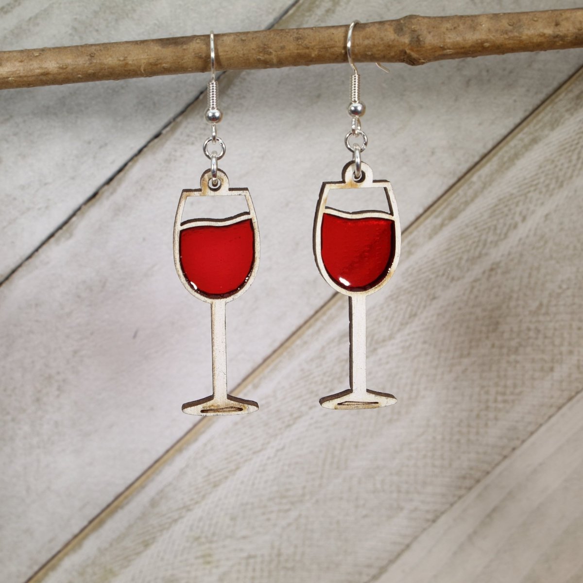 Wine Glass Wood Resin Earrings | Wine Lover Jewelry
