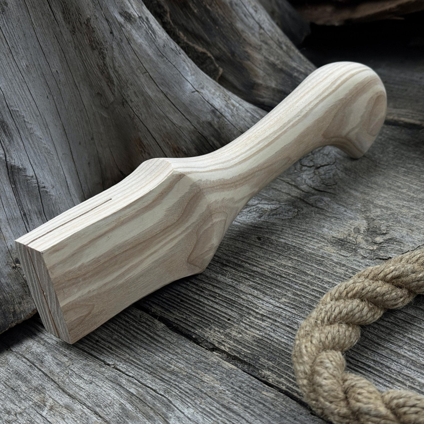 Ash Wood Handle for Adze or Axe, 23 cm (9.06 inches) with Red Oak Wedges