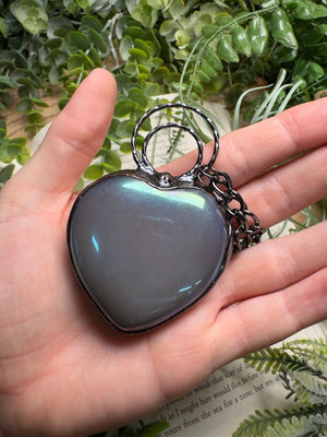 Aura Druzy Agate Statement Heart Necklace