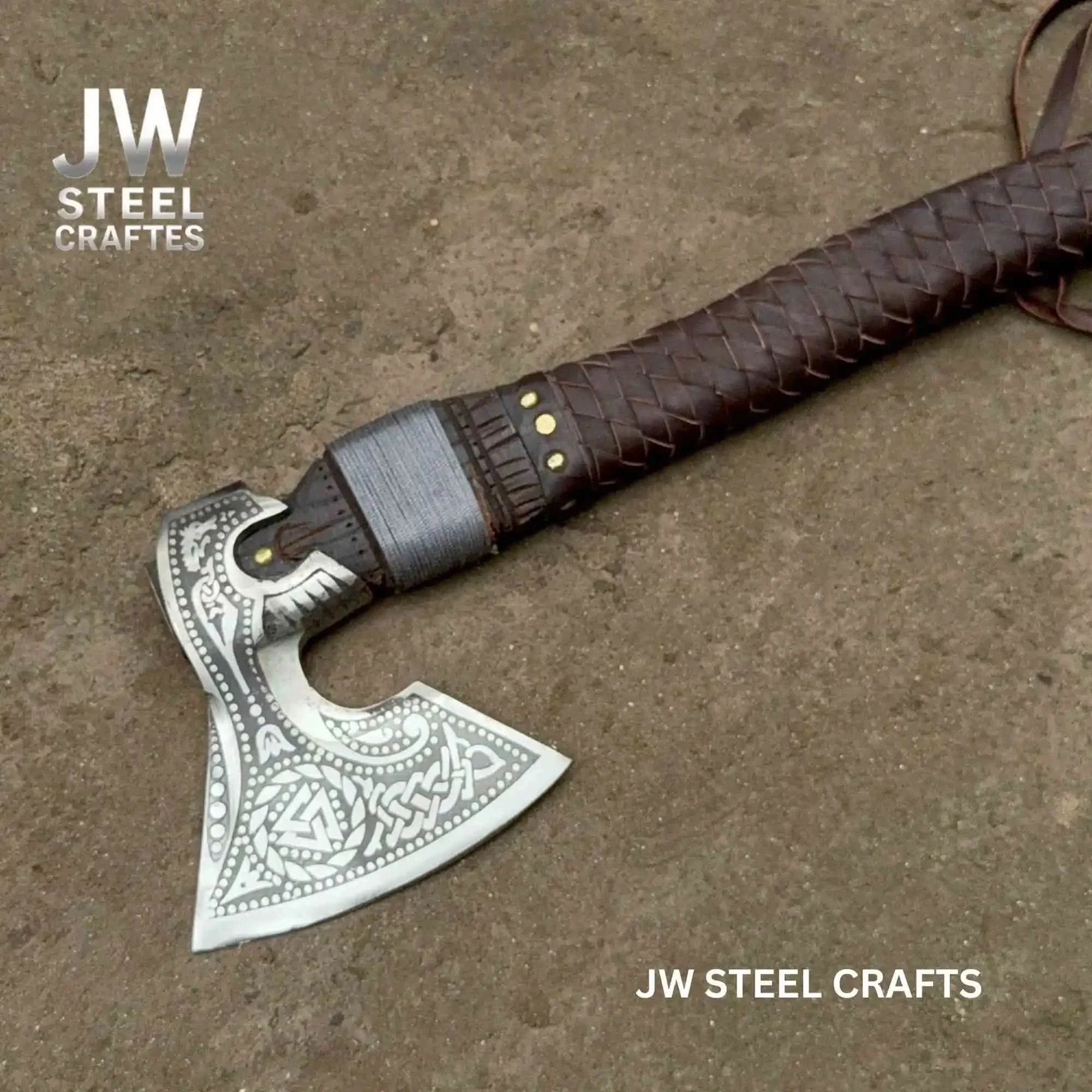 Viking Style Engraved Axe | Handcrafted Leather Wrapped Handle