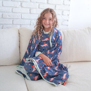 Axolotl reversible bamboo blanket with hand drawn animal print