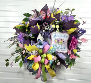 Flower Market Spring Wreath | Wildflowers & Butterfly by Bouge Creations, view 4