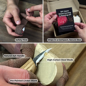 Beginner Heart Wood Carving & Painting Kit — Complete DIY Hobby Set for Adults and Kids