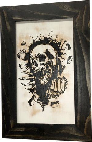 Hidden Gun Cabinet Safe with Skull Giving Middle Finger Wall Decor, Concealed Furniture