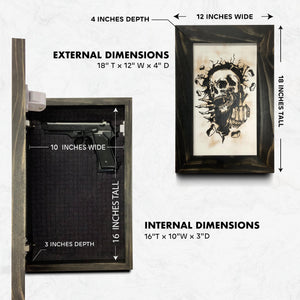 Hidden Gun Cabinet Safe with Skull Giving Middle Finger Wall Decor, Concealed Furniture