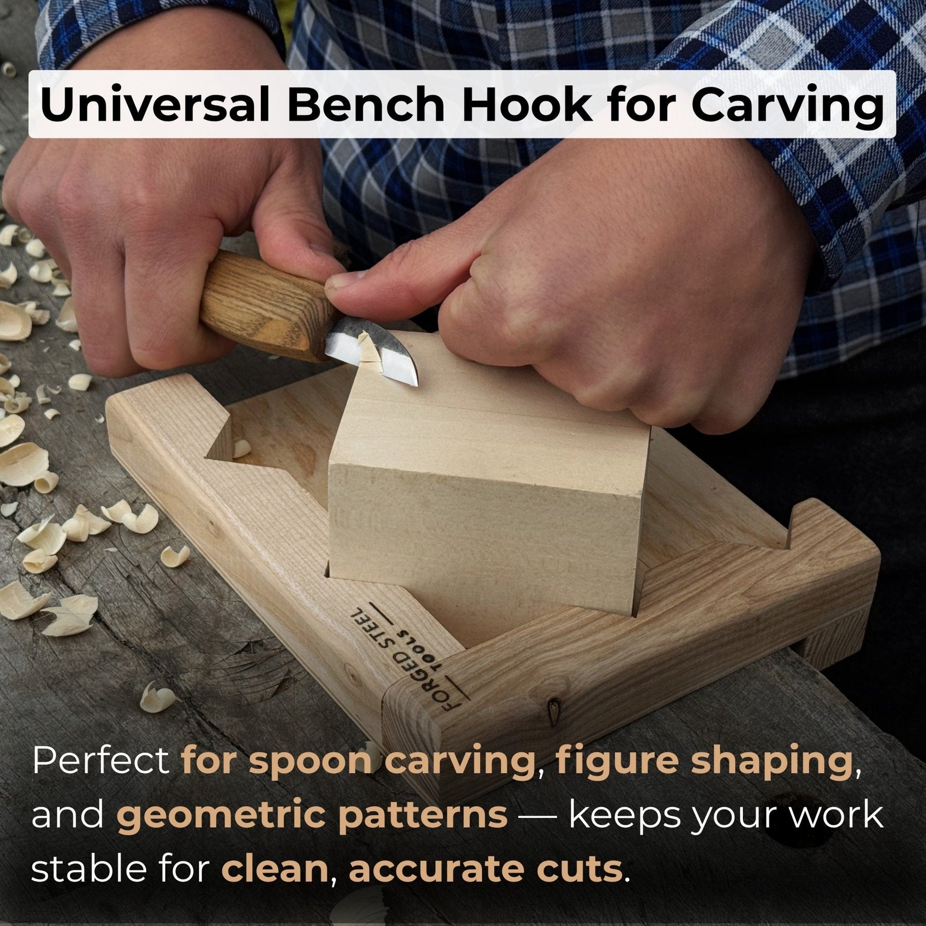 Bench Hook for Wood Carving and Chiseling – Handcrafted Wooden Work Support