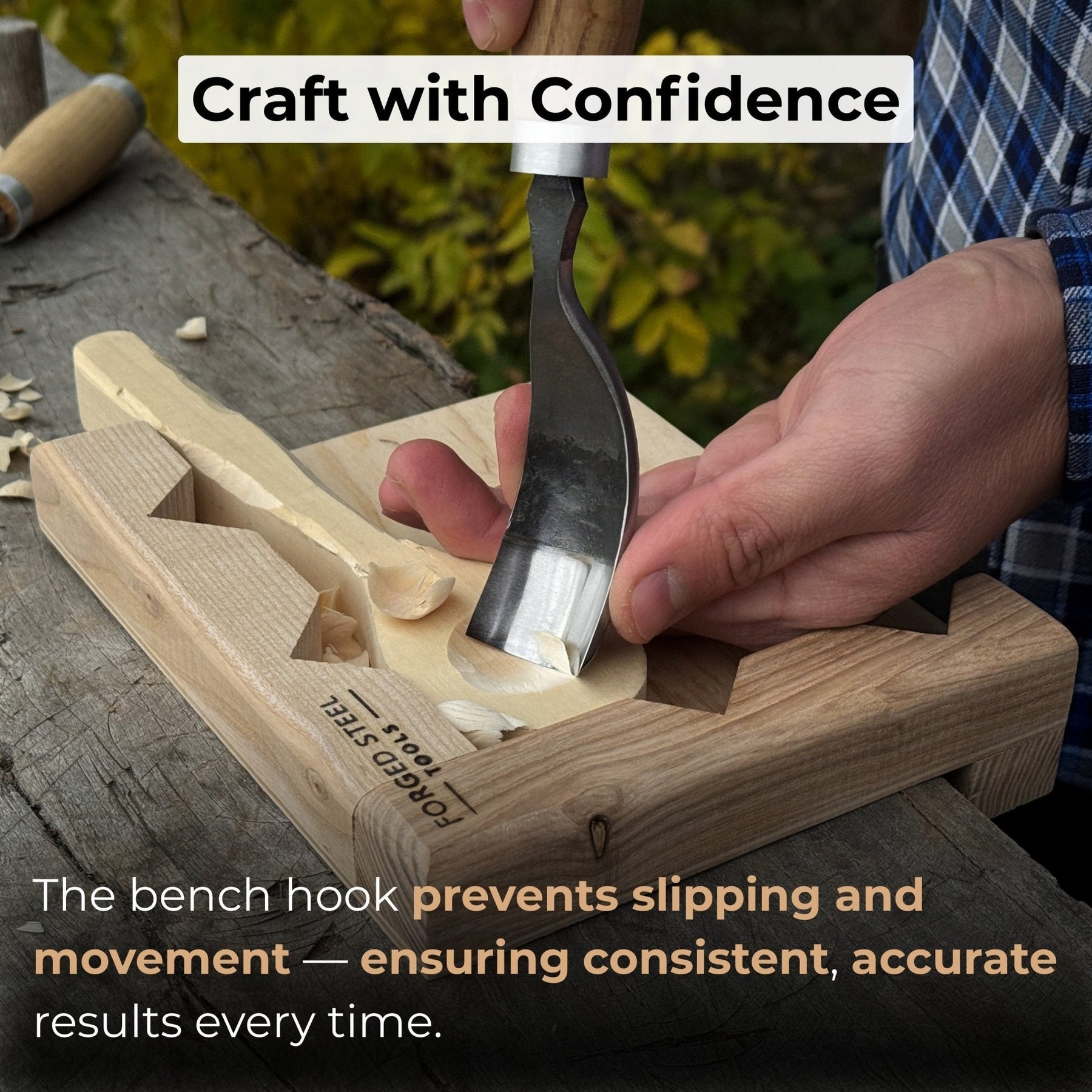 Bench Hook for Wood Carving and Chiseling – Handcrafted Wooden Work Support