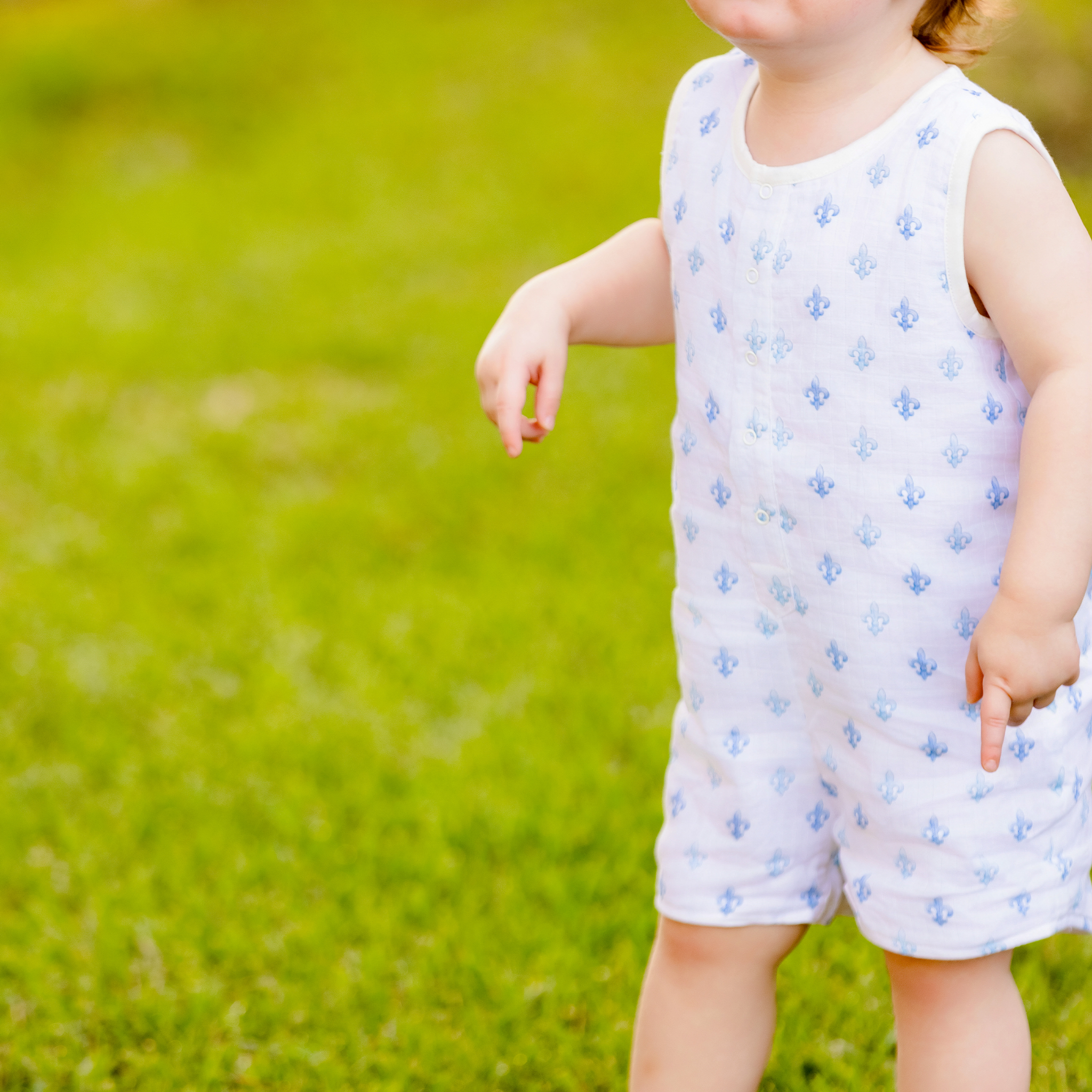 Fleur De Bleu Organic Muslin Shortall by Nola Tawk, children's boutique clothing detail photo 2
