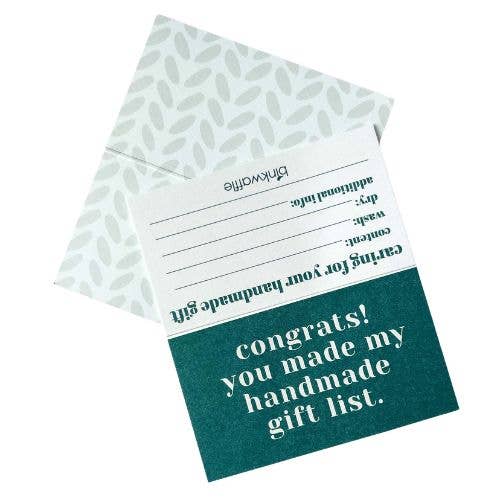 "Congrats! You Made My Gift List!" Care Instruction Cards Care Instruction Cards by Mountaintop Yarn