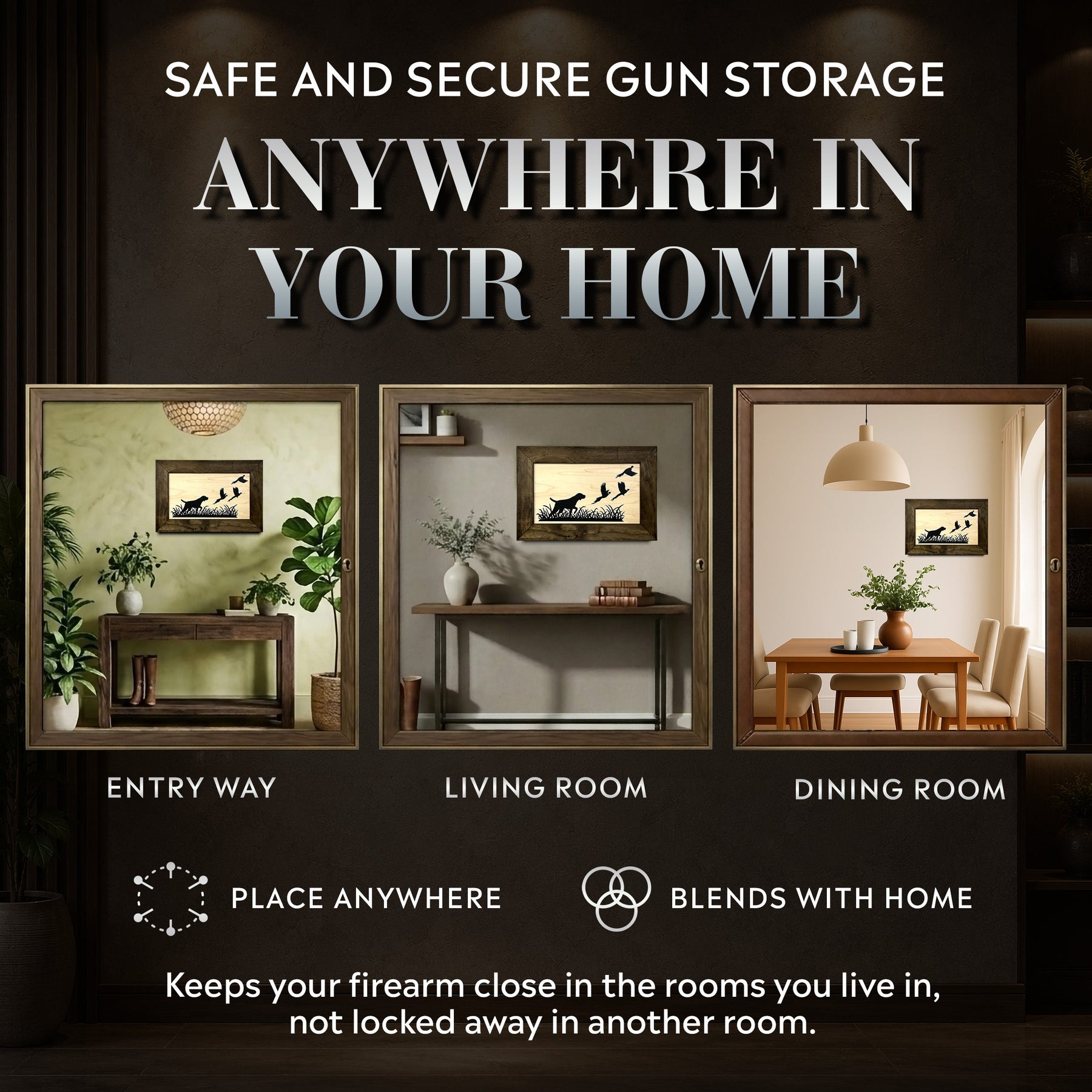 Pointer Dog Pheasant Hunting Concealment Furniture Hidden Gun Storage Concealed Shelf