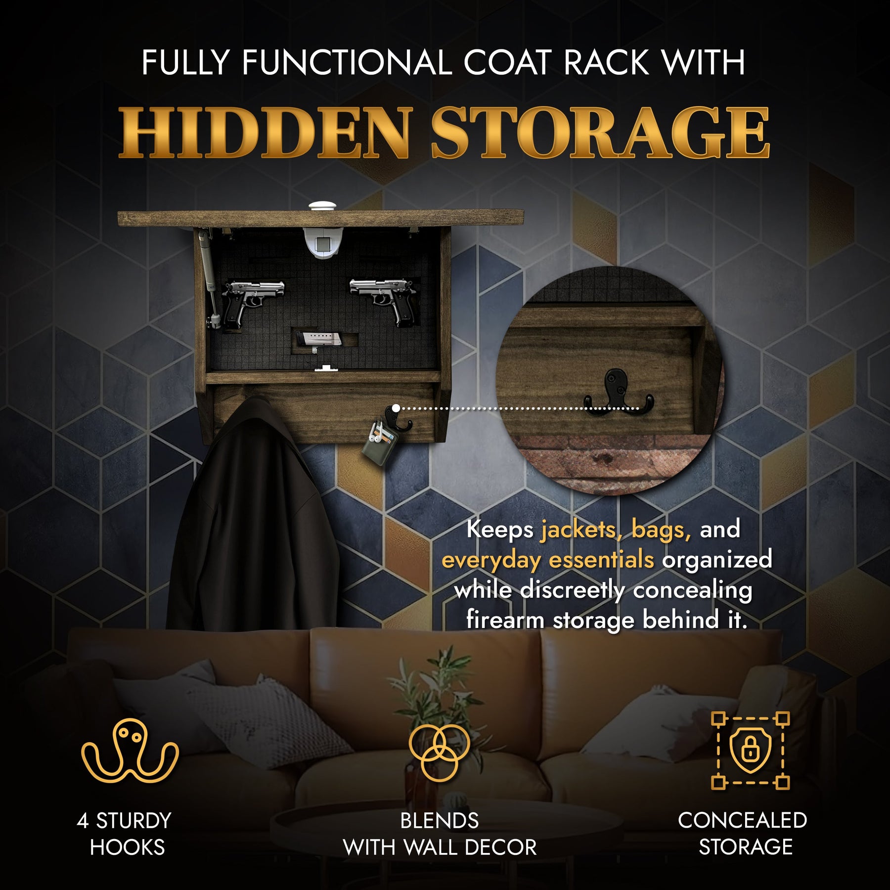 Pointer Dog Pheasant Hunting Concealment Furniture Hidden Gun Storage Concealed Shelf