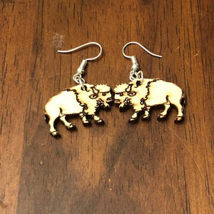 Bison Wooden Dangle Earrings | Western Animal Jewelry