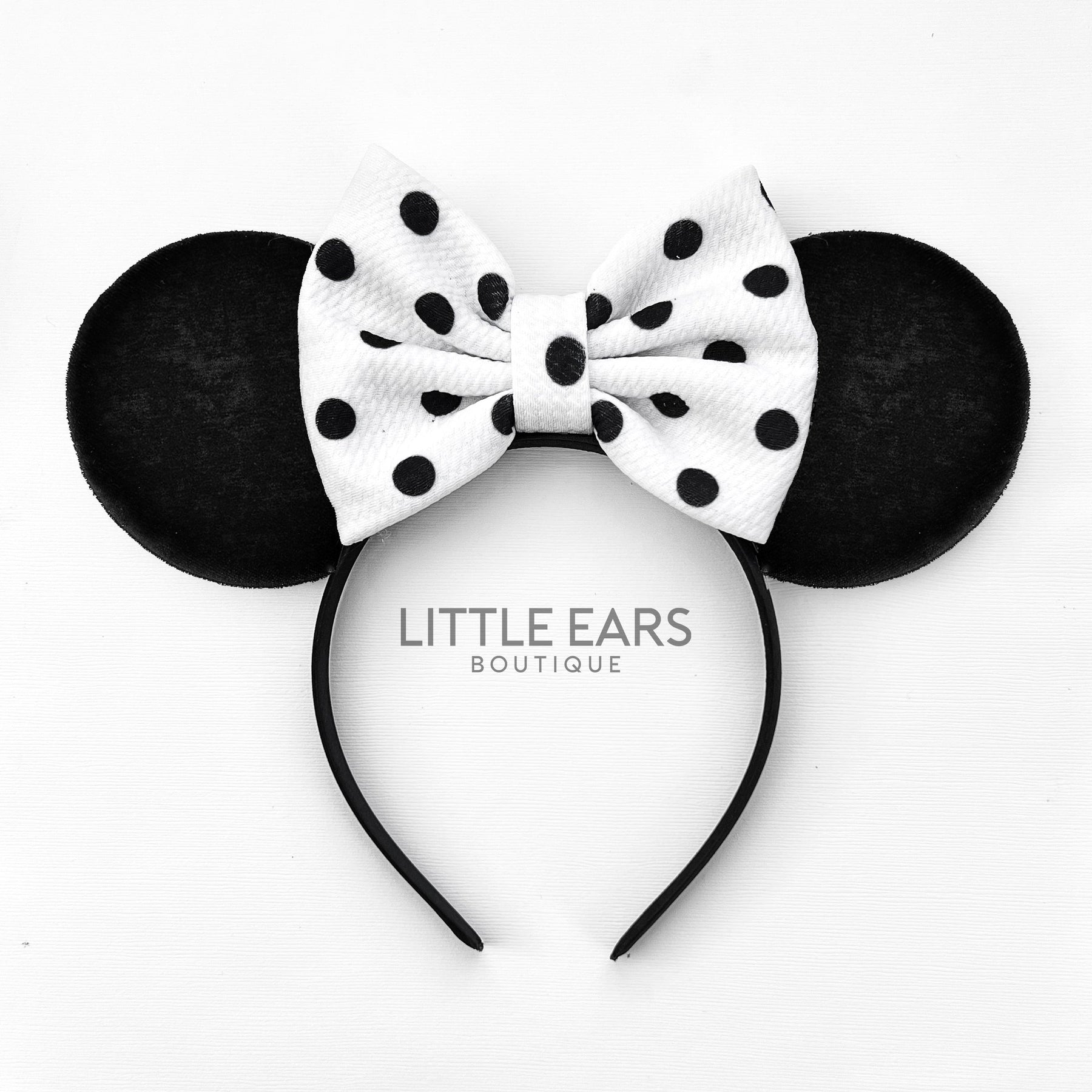 Black Dotted Bow Mickey Ears