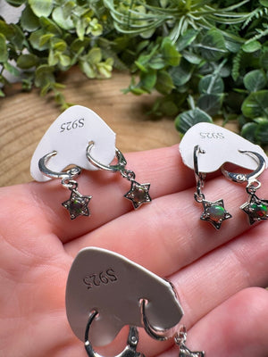 Black Opal Star Huggie Earrings
