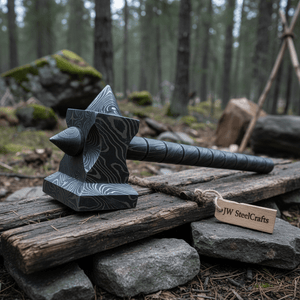 BLACKSMITH Custom Handmade - 12.Inches Beautiful Full Damascus Hammer MB-0024