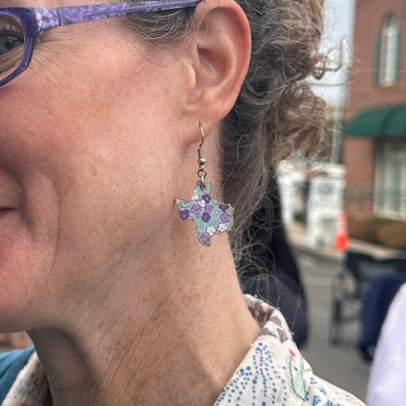 Texas Floral Wooden Earrings | Purple Flower State Pride Jewelry