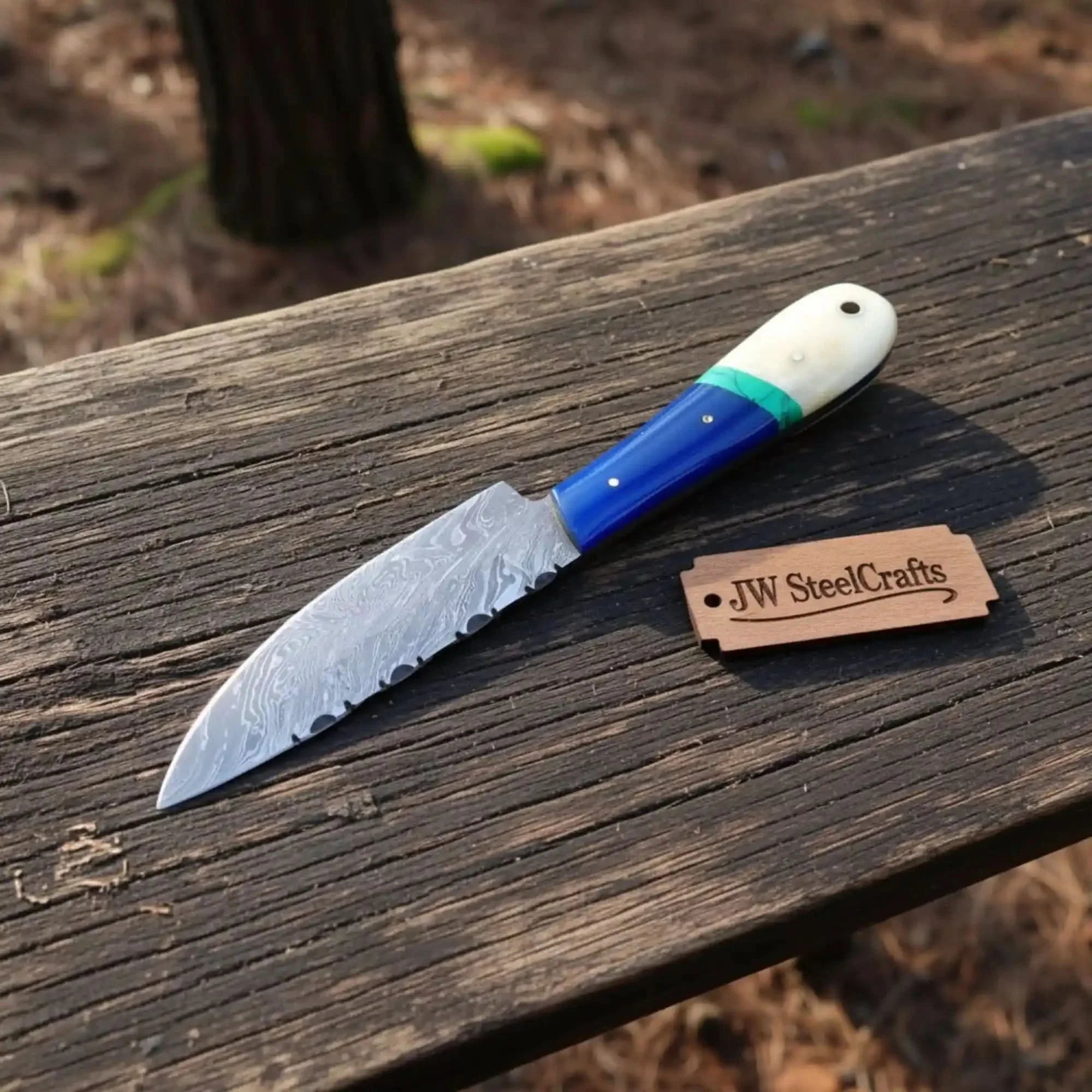 Fixed blade Hunting Skinner Knife by JW SteelCrafts. by JW SteelCrafts, Damascus knife main product photo