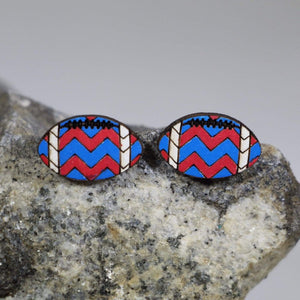 Football Wooden Earrings | Chevron Team Spirit Sports Jewelry