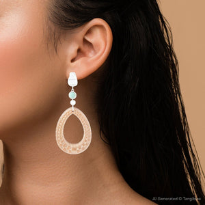 Blue Turquoise Top Carved Wood Sterling Silver Earrings