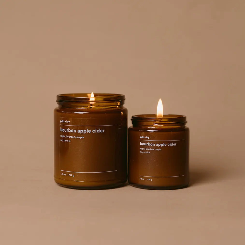 Bourbon apple cider by gold + ivy, scented candle main product photo