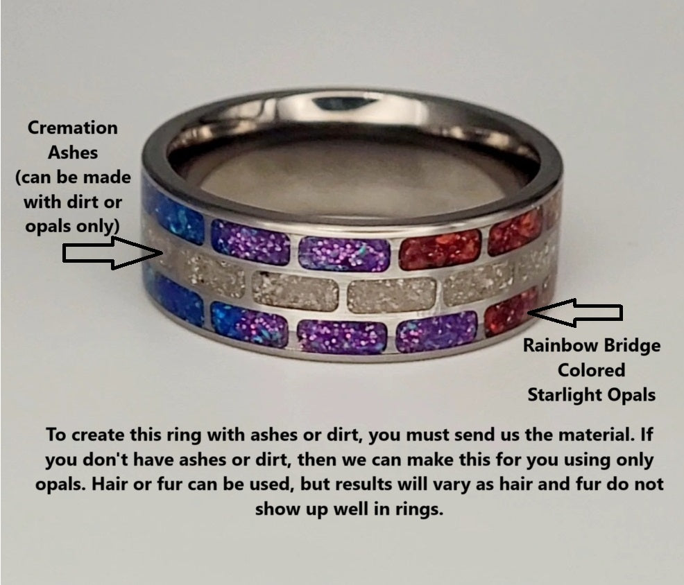 Road To The Rainbow Bridge Memorial Ring by Cotton Street Art Company, handmade jewelry detail photo 2