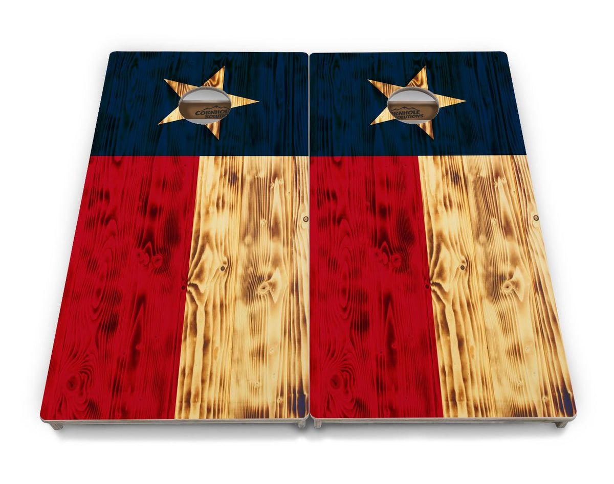 Burnt Texas Flag Cornhole  Boards – Tournament Series
