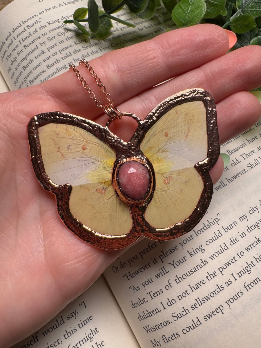 Butterfly and Rhodonite Necklace