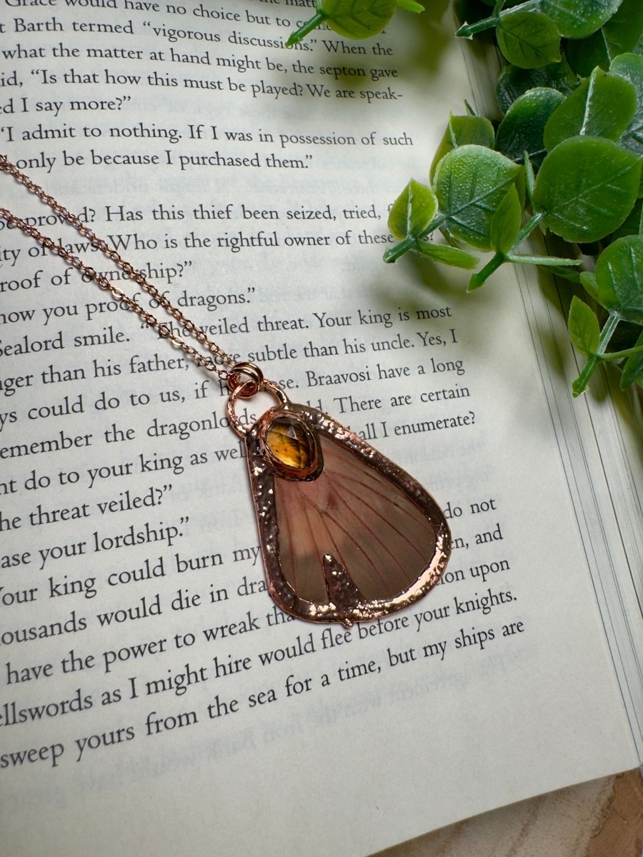 Butterfly Wing and Citrine Necklace