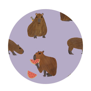 Additional view of Capybara reversible bamboo blanket with hand drawn animal print