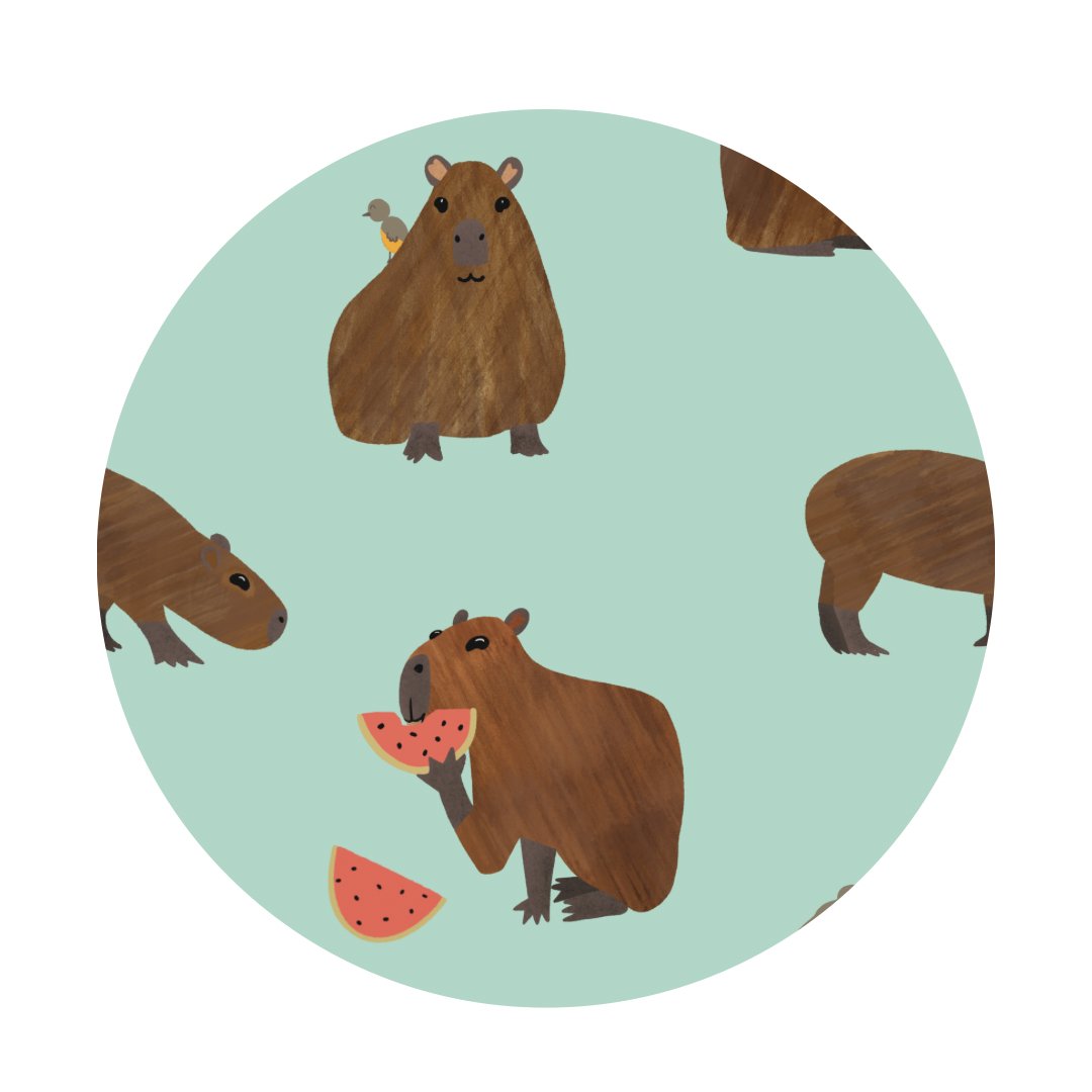 Additional view of Capybara reversible bamboo blanket with hand drawn animal print
