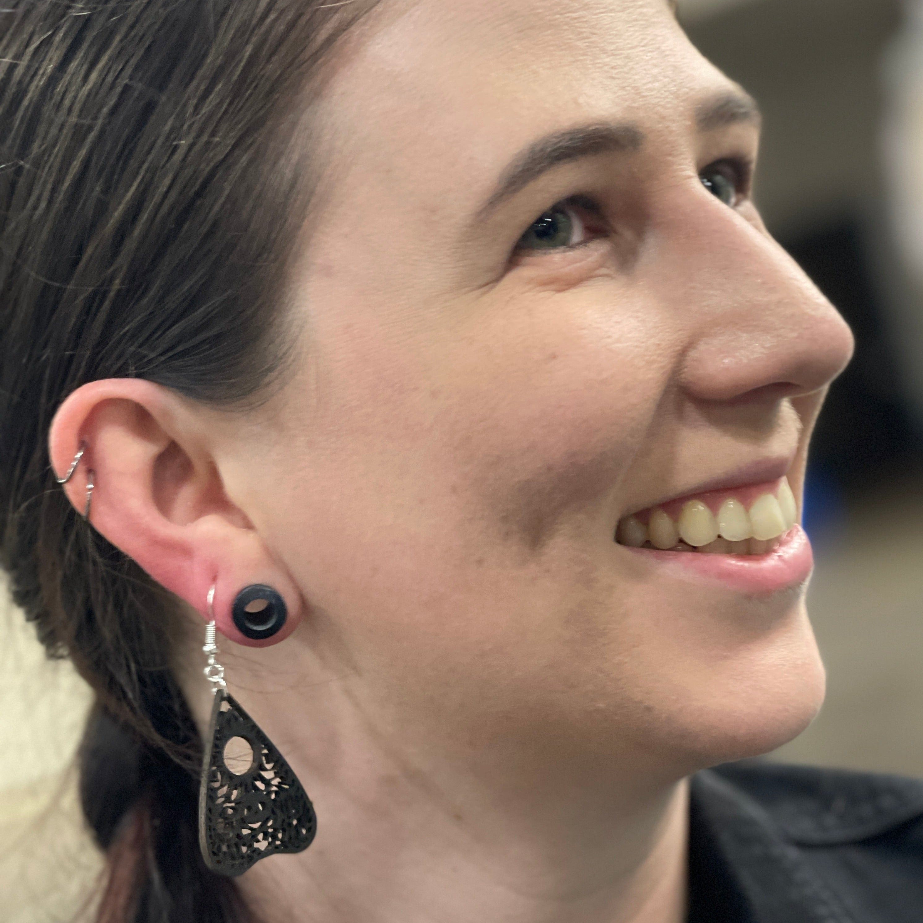 Ouija Planchette Wooden Dangle Earrings | Gothic Jewelry by Cate's Concepts, LLC, handmade jewelry detail photo 2